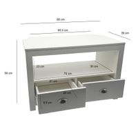 Lowboard Weiß 85cm TV Board Schubladen Fernsehunterschrank Fernsehschrank Modern – Ansicht 3