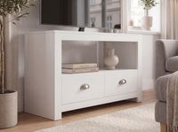 Lowboard Weiß 85cm TV Board Schubladen Fernsehunterschrank Fernsehschrank Modern – Ansicht 5