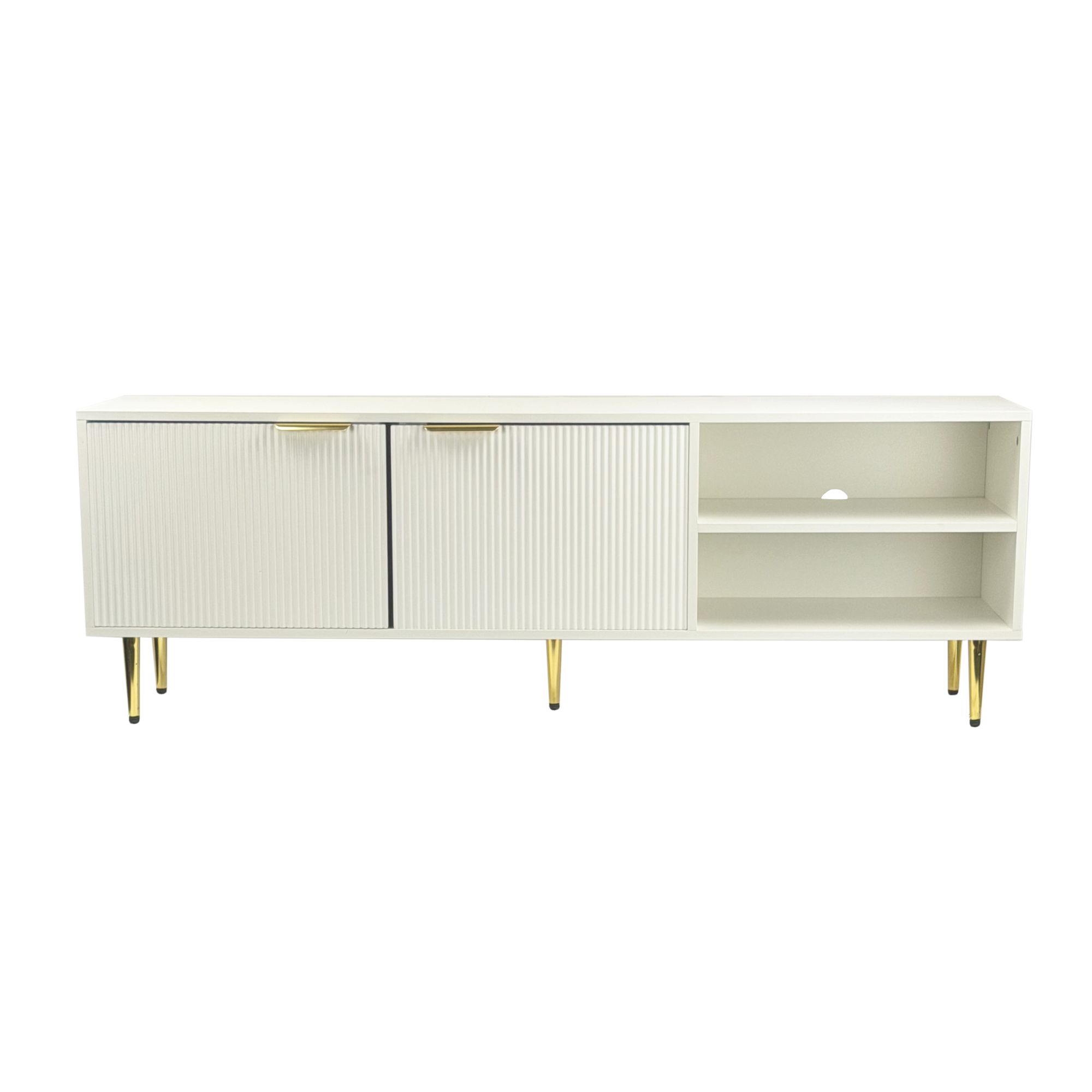 Lowboard 150cm TV Kommode Schrank Weiß Türen Fernsehkommode Fernsehunterschrank – Ansicht 6