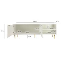Lowboard 150cm TV Kommode Schrank Weiß Türen Fernsehkommode Fernsehunterschrank – Ansicht 3