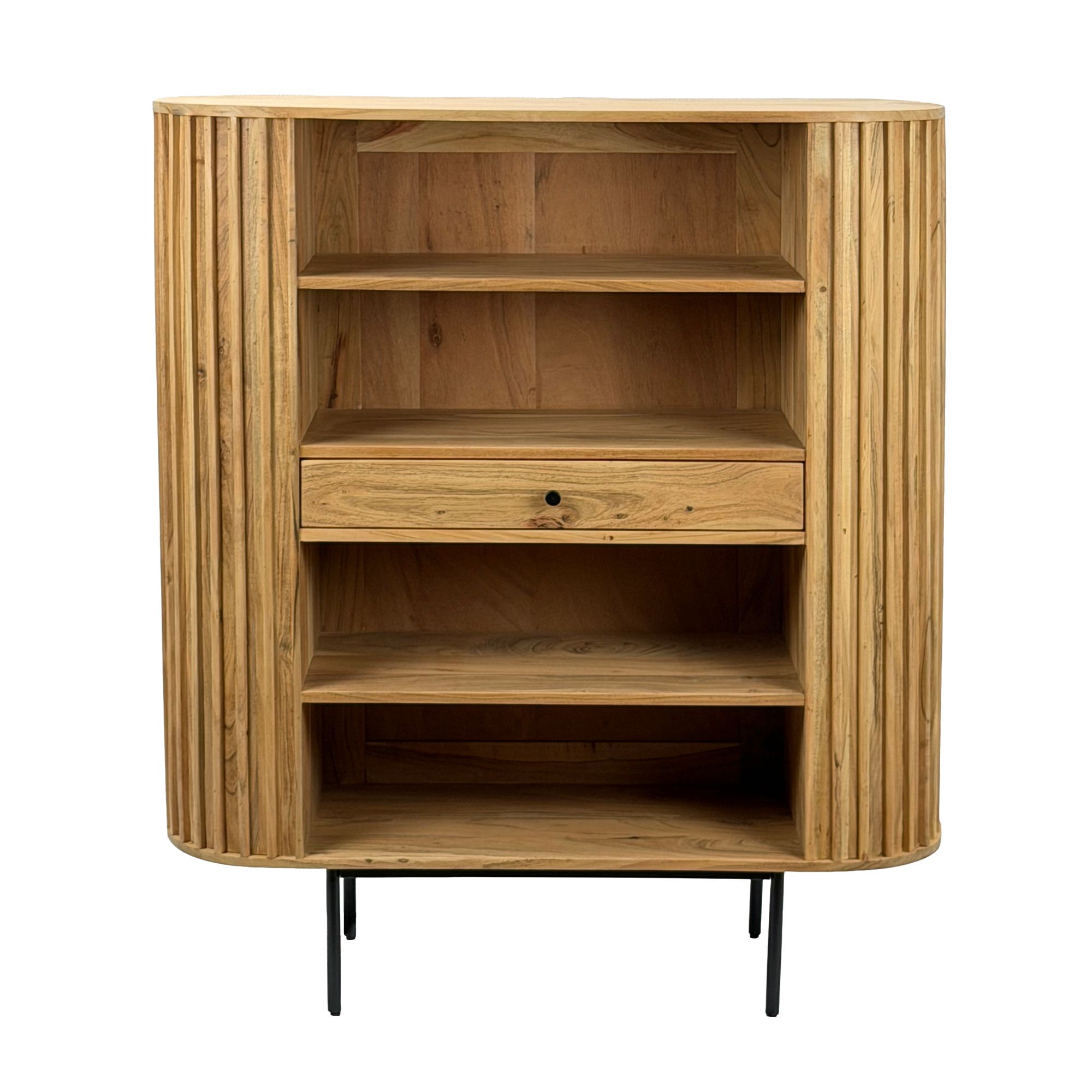 Bücherregal Standregal Massivholz mit Schublade Wohnregal modern Schrank klein – Ansicht 6