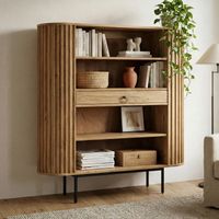 Bücherregal Standregal Massivholz mit Schublade Wohnregal modern Schrank klein – Ansicht 1