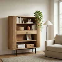 Bücherregal Standregal Massivholz mit Schublade Wohnregal modern Schrank klein – Ansicht 2