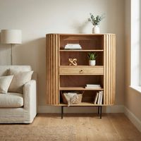 Bücherregal Standregal Massivholz mit Schublade Wohnregal modern Schrank klein – Ansicht 4