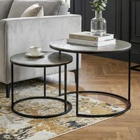 Satztisch 2er Set Metall rund Couchtisch Sofatisch Beistelltisch Aluminium Alu – Ansicht 1