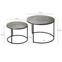 Satztisch 2er Set Metall rund Couchtisch Sofatisch Beistelltisch Aluminium Alu – Ansicht 3