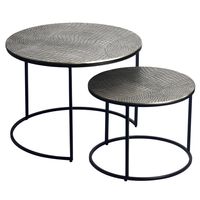 Satztisch 2er Set Metall rund Couchtisch Sofatisch Beistelltisch Aluminium Alu – Ansicht 6