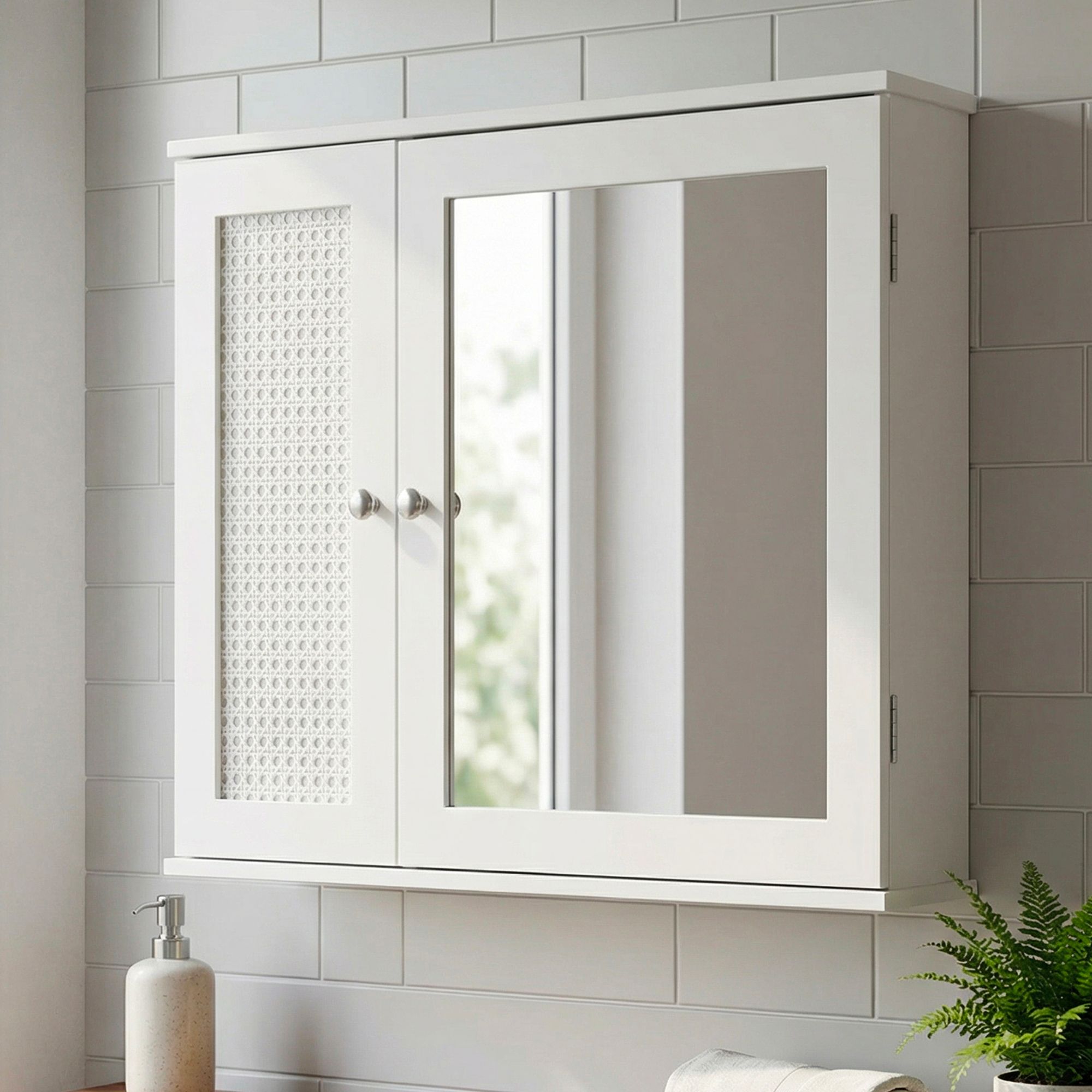Hängeschrank Weiß 60cm Badezimmer Wandschrank Spiegelschrank Wandschrank Bad – Ansicht 1