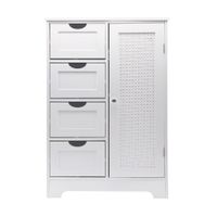 Badschrank Weiß 80cm Badezimmerschrank Schubladen Badregal Badezimmerregal Tür – Ansicht 6
