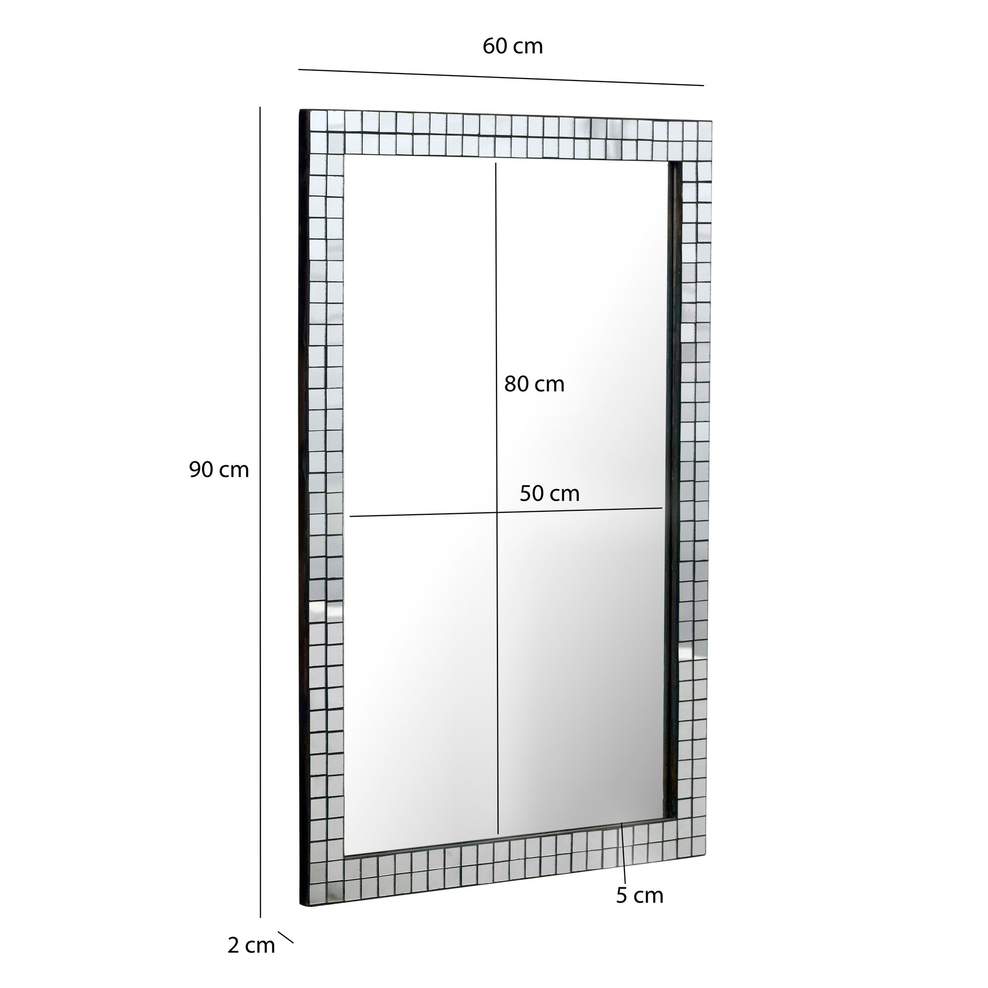 Wandspiegel eckig 90cm Dekospiegel Hängespiegel Flurspiegel Wohnspiegel Spiegel – Ansicht 3
