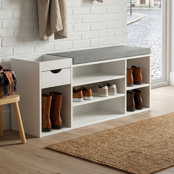 Schuhbank 100cm Sitzbank Flurbank Schuhregal Flurmöbel mit Schublade Modern