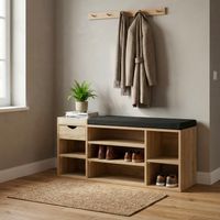Schuhbank 100cm Sitzbank Flurbank Schuhregal Flurmöbel mit Schublade Modern – Ansicht 2