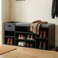 Schuhbank 100cm Sitzbank Flurbank Schuhregal Flurmöbel mit Schublade Modern – Ansicht 1