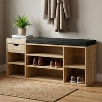 Schuhbank 100cm Sitzbank Flurbank Schuhregal Flurmöbel mit Schublade Modern – Ansicht 1