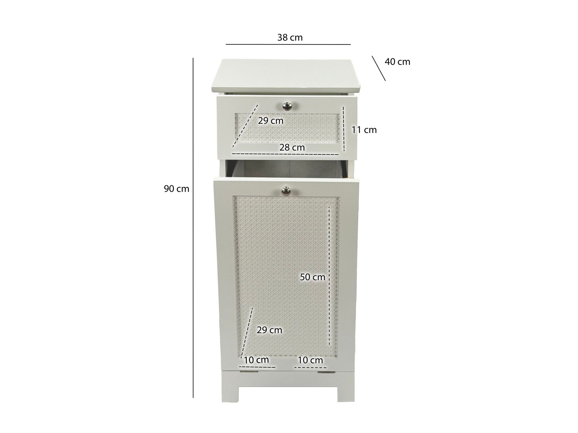 Wäschesammler 38x90x40cm Weiß Nischenschrank Wäschekipper Wäscheschrank Bad – Ansicht 3