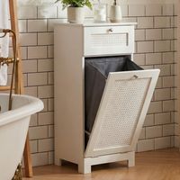 Wäschesammler 38x90x40cm Weiß Nischenschrank Wäschekipper Wäscheschrank Bad – Ansicht 1