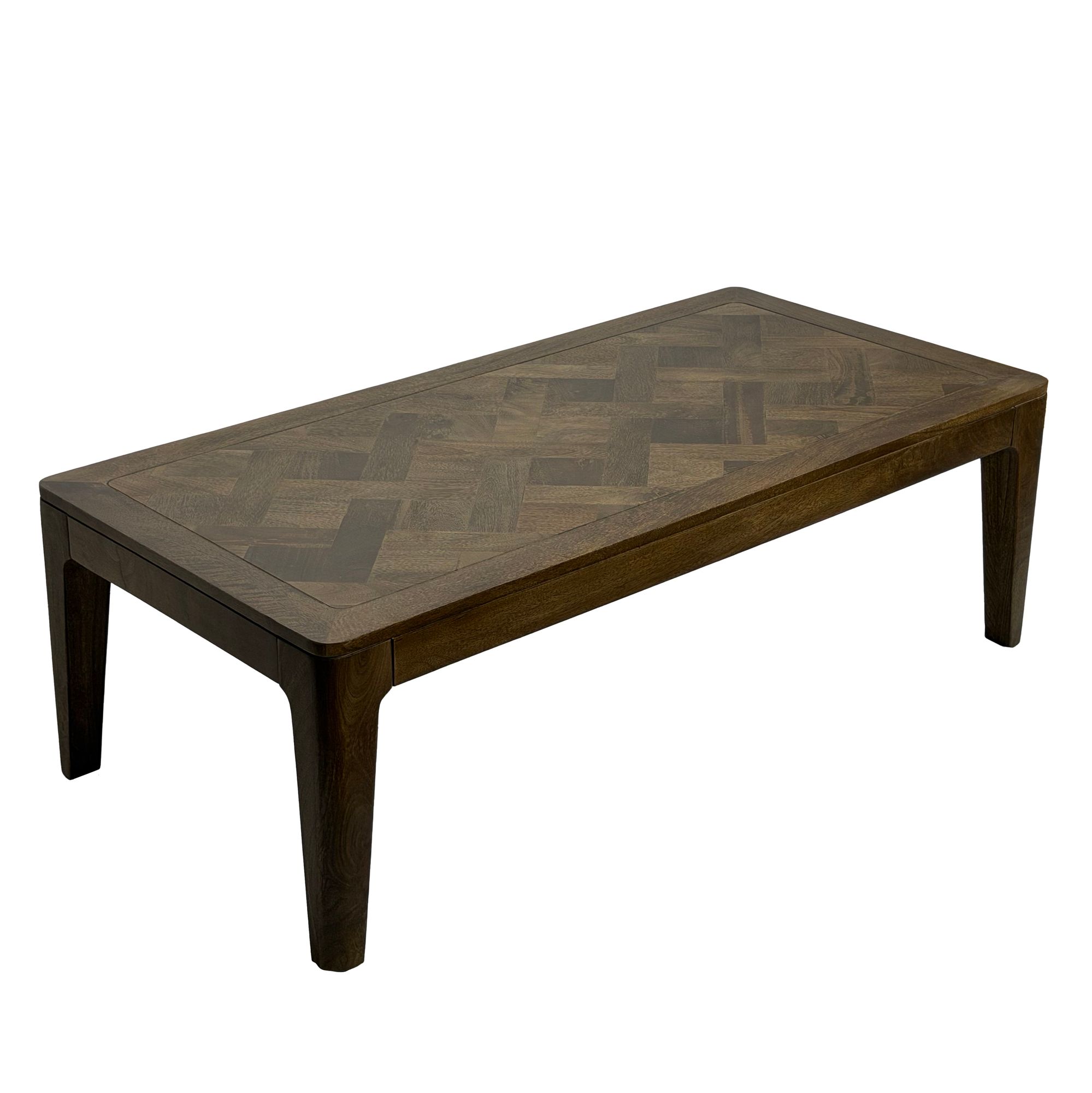 FineBuy Couchtisch 120 x 60 cm Massivholz Mango - Wohnzimmertisch Rechteckig - Sofatisch Modern Holz - Design Wohnzimmer Tisch Handmade | Farbe: Braun