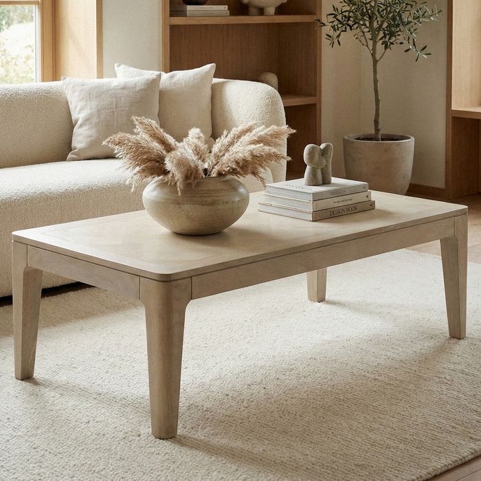 Couchtisch 120cm Massivholz Rechteckig Sofatisch Wohnzimmertisch Tisch Modern