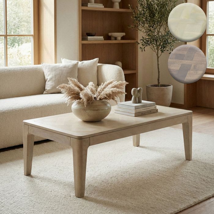 FineBuy Couchtisch 120 x 60 cm Massivholz Mango - Wohnzimmertisch Rechteckig - Sofatisch Modern Holz - Design Wohnzimmer Tisch Handmade