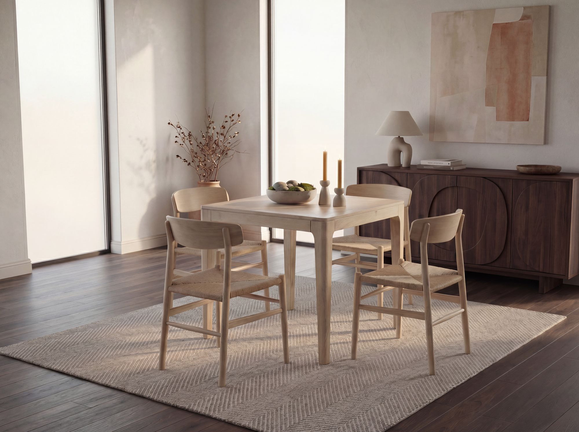 Esstisch Massivholz Quadratisch 80cm Esszimmertisch Küchentisch Tisch 4 Personen – Ansicht 2