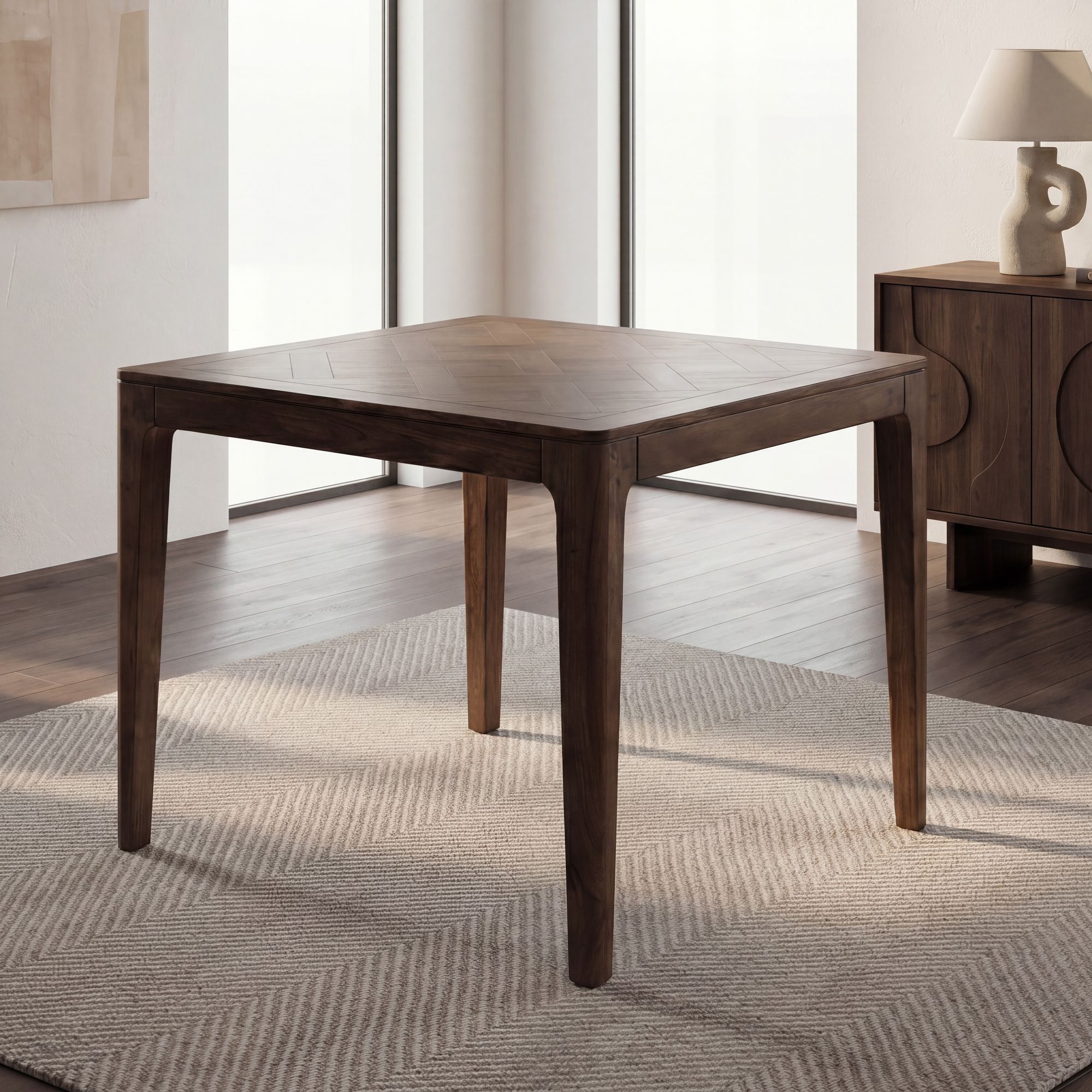 FineBuy Esstisch Massivholz Mango 80x80 cm - Quadratischer Esszimmertisch Holz - Küchentisch modern für 4 Personen - Stabiler Holztisch - Tisch für Esszimmer Bistrotisch Handmade