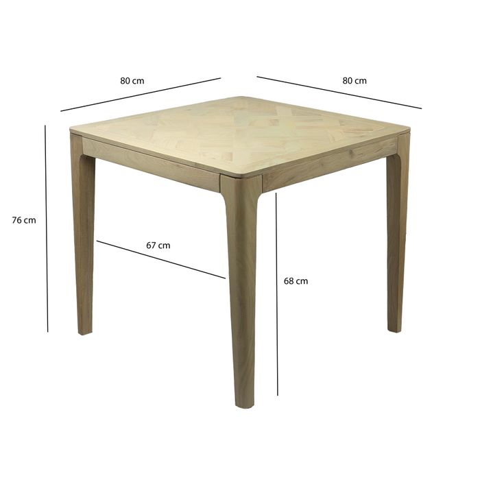 Esstisch Massivholz Quadratisch 80cm Esszimmertisch Küchentisch Tisch 4 Personen – Maßzeichnung