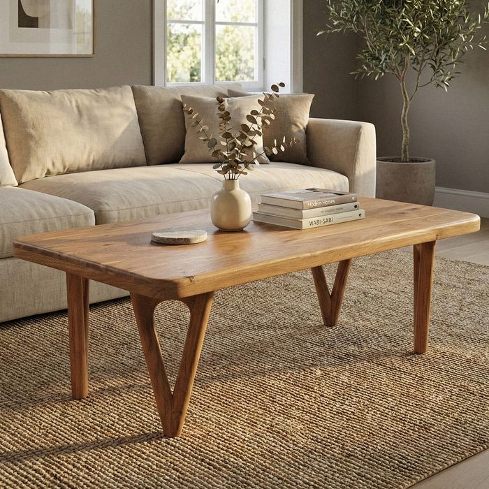 Couchtisch Akazie Massivholz Sofatisch Wohnzimmertisch Loungetisch Landhaus