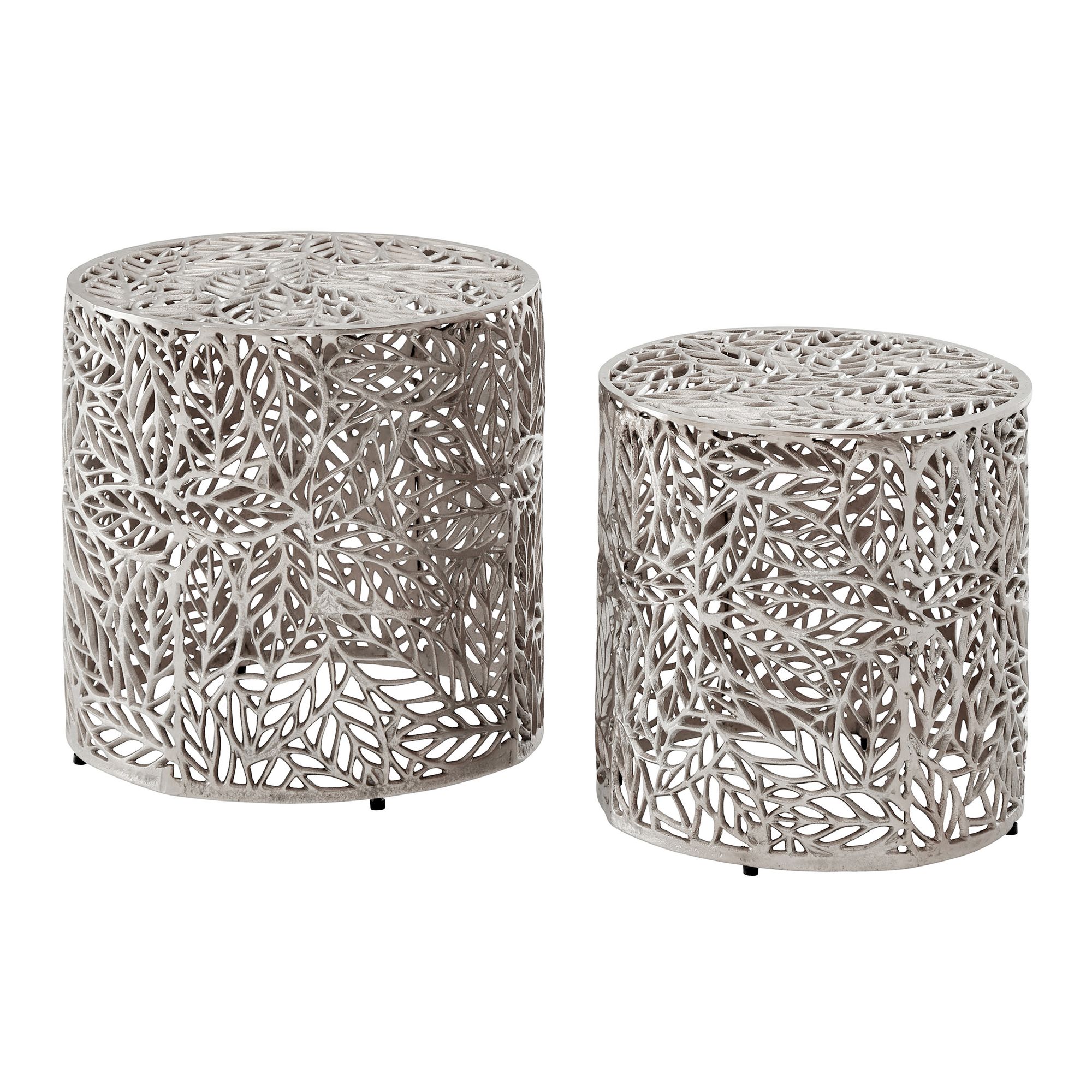 Satztisch 2er Set Metall silber Beistelltisch Dekotisch Couchtisch Aluminium Alu – Ansicht 6