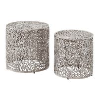 Satztisch 2er Set Metall silber Beistelltisch Dekotisch Couchtisch Aluminium Alu – Ansicht 6