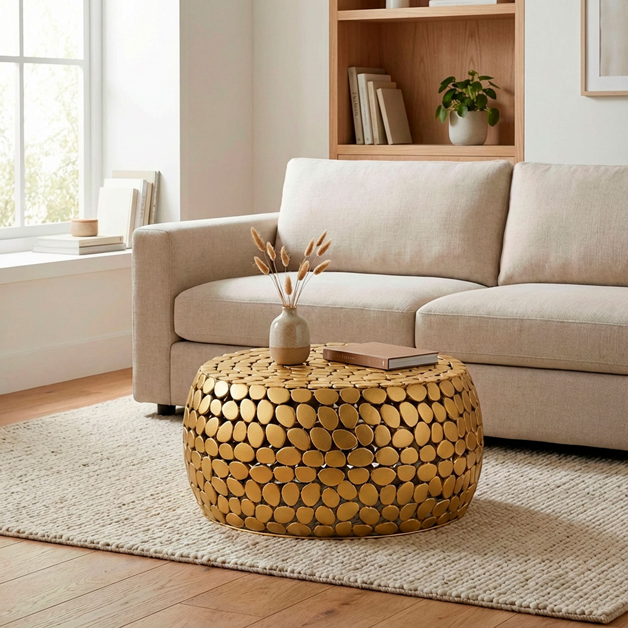 FineBuy Couchtisch Aluminium rund 66x32 cm - Design Sofatisch Wohnzimmer – Moderner Wohnzimmertisch Metall – Runder Loungetisch – Alu Beistelltisch Handmade | Farbe: Gold FineBuy Couchtisch Aluminium rund 66x32 cm - Design Sofatisch Wohnzimmer – Moderner Wohnzimmertisch Metall – Runder Loungetisch – Alu Beistelltisch Handmade | Farbe: Gold