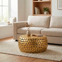 Couchtisch Aluminium Sofatisch 66cm rund Wohnzimmertisch Metall Tisch Alu modern – Ansicht 2