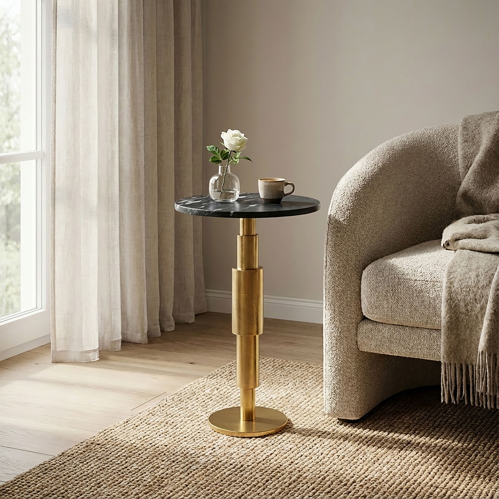 FineBuy Beistelltisch Marmor rund 59 cm Dekotisch mit Marmor Tischplatte - Design Dekotisch mit Aluminiumgestell - Anstelltisch Sofatisch modern - Couchtisch Wohnzimmertisch elegant Handmade | Farbe: Schwarz FineBuy Beistelltisch Marmor rund 59 cm Dekotisch mit Marmor Tischplatte - Design Dekotisch mit Aluminiumgestell - Anstelltisch Sofatisch modern - Couchtisch Wohnzimmertisch elegant Handmade | Farbe: Schwarz