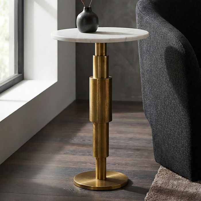 Beistelltisch Marmor Dekotisch Wohnzimmertisch Sofatisch Anstelltisch Metall Alu