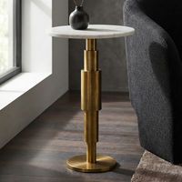 Beistelltisch Marmor Dekotisch Wohnzimmertisch Sofatisch Anstelltisch Metall Alu – Ansicht 1