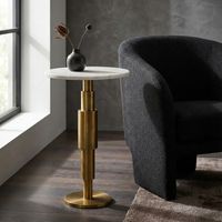 Beistelltisch Marmor Dekotisch Wohnzimmertisch Sofatisch Anstelltisch Metall Alu – Ansicht 2