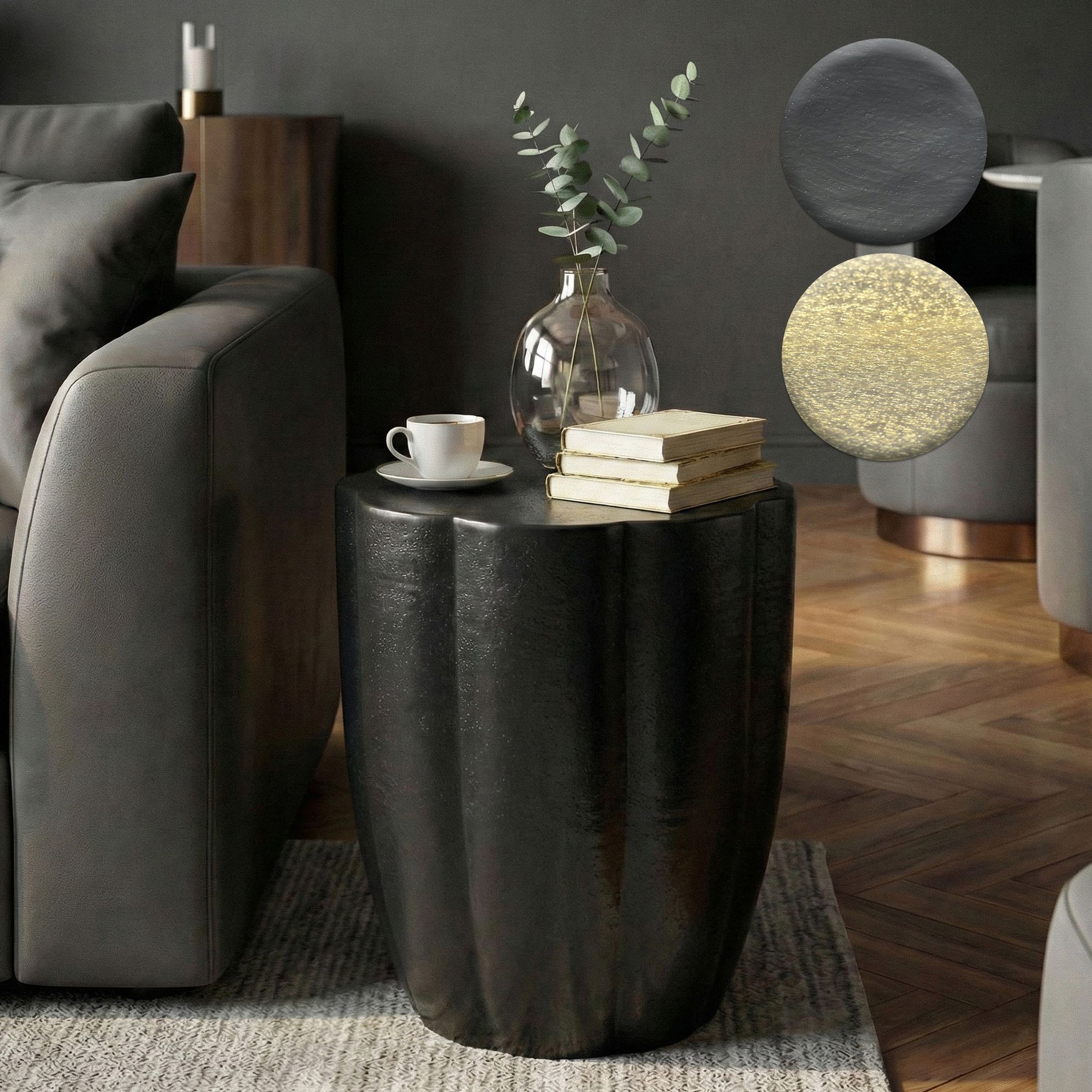 FineBuy Beistelltisch Aluminium 41cm Runder Anstelltisch Metall - Dekotisch Alu modern - Wohnzimmertisch klein - Design Couchtisch Sofatisch Handmade | Farbe: Gold FineBuy Beistelltisch Aluminium 41cm Runder Anstelltisch Metall - Dekotisch Alu modern - Wohnzimmertisch klein - Design Couchtisch Sofatisch Handmade | Farbe: Gold