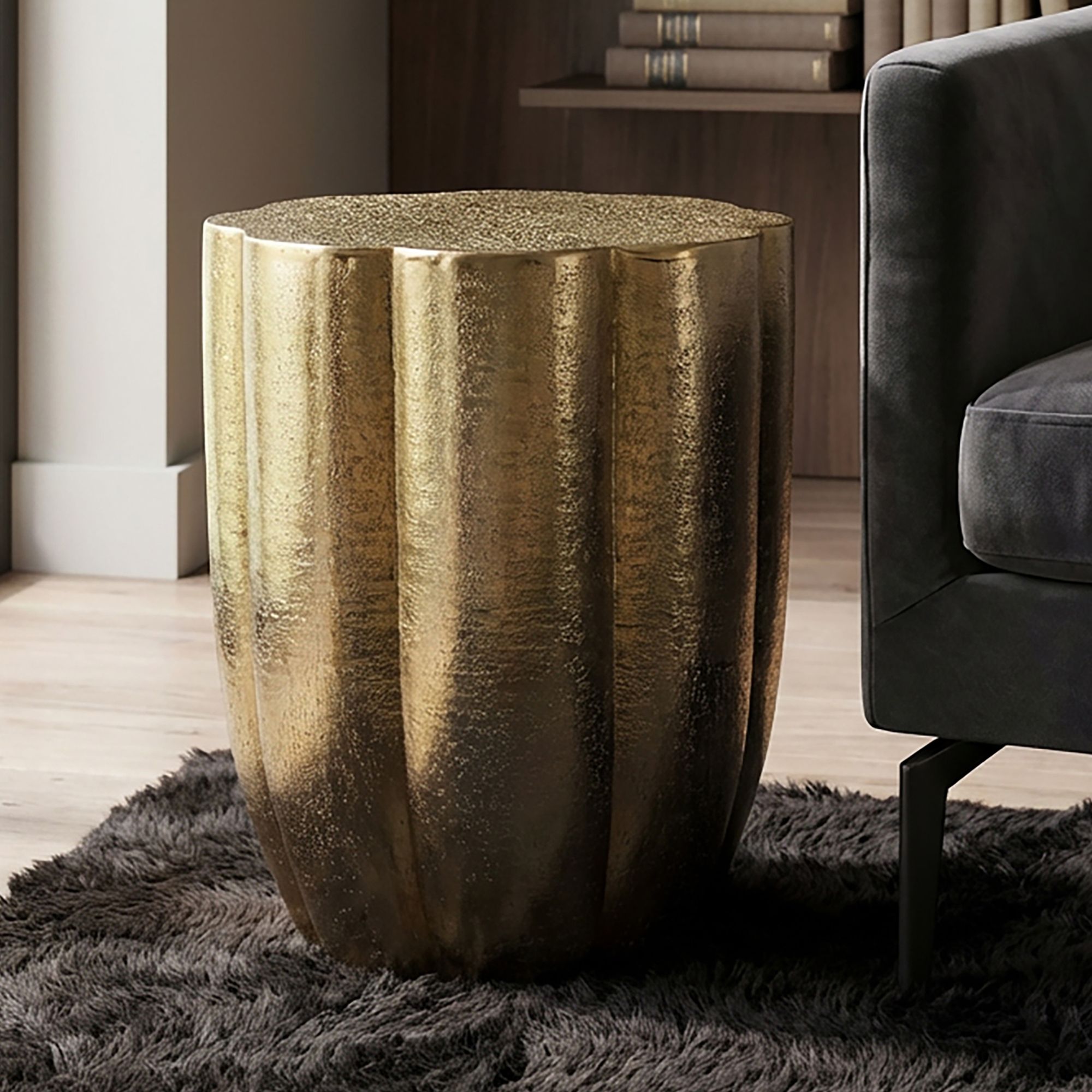 FineBuy Beistelltisch Aluminium 41cm Runder Anstelltisch Metall - Dekotisch Alu modern - Wohnzimmertisch klein - Design Couchtisch Sofatisch Handmade | Farbe: Gold FineBuy Beistelltisch Aluminium 41cm Runder Anstelltisch Metall - Dekotisch Alu modern - Wohnzimmertisch klein - Design Couchtisch Sofatisch Handmade | Farbe: Gold