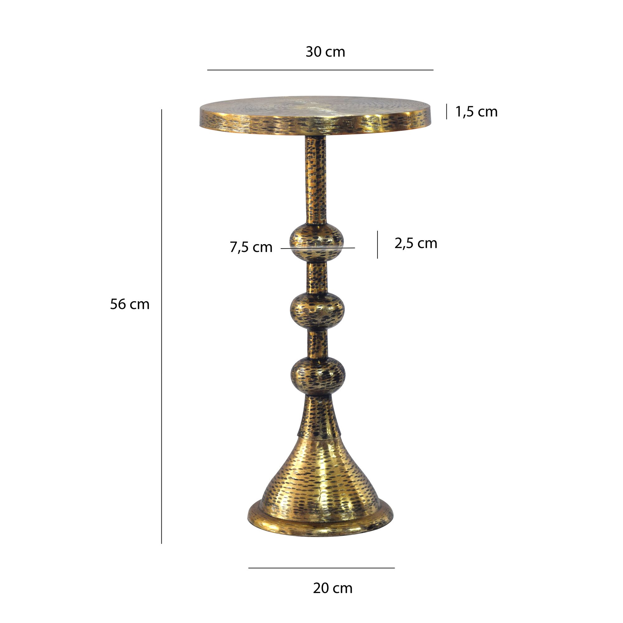 FineBuy Beistelltisch Aluminium 30cm Runder Anstelltisch Metall - Dekotisch Alu orientalisch - Wohnzimmertisch klein - Design Couchtisch Sofatisch Wohnzimmer Orient Handmade | Farbe: Gold