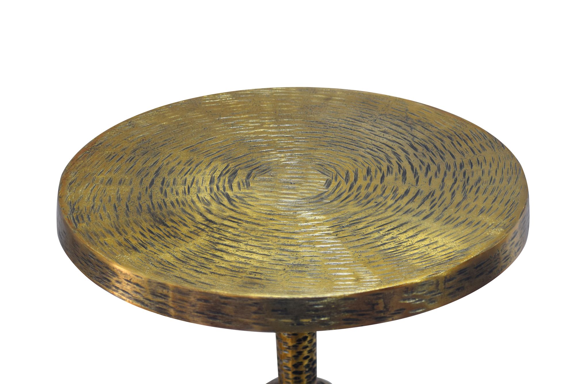 FineBuy Beistelltisch Aluminium 30cm Runder Anstelltisch Metall - Dekotisch Alu orientalisch - Wohnzimmertisch klein - Design Couchtisch Sofatisch Wohnzimmer Orient Handmade | Farbe: Gold