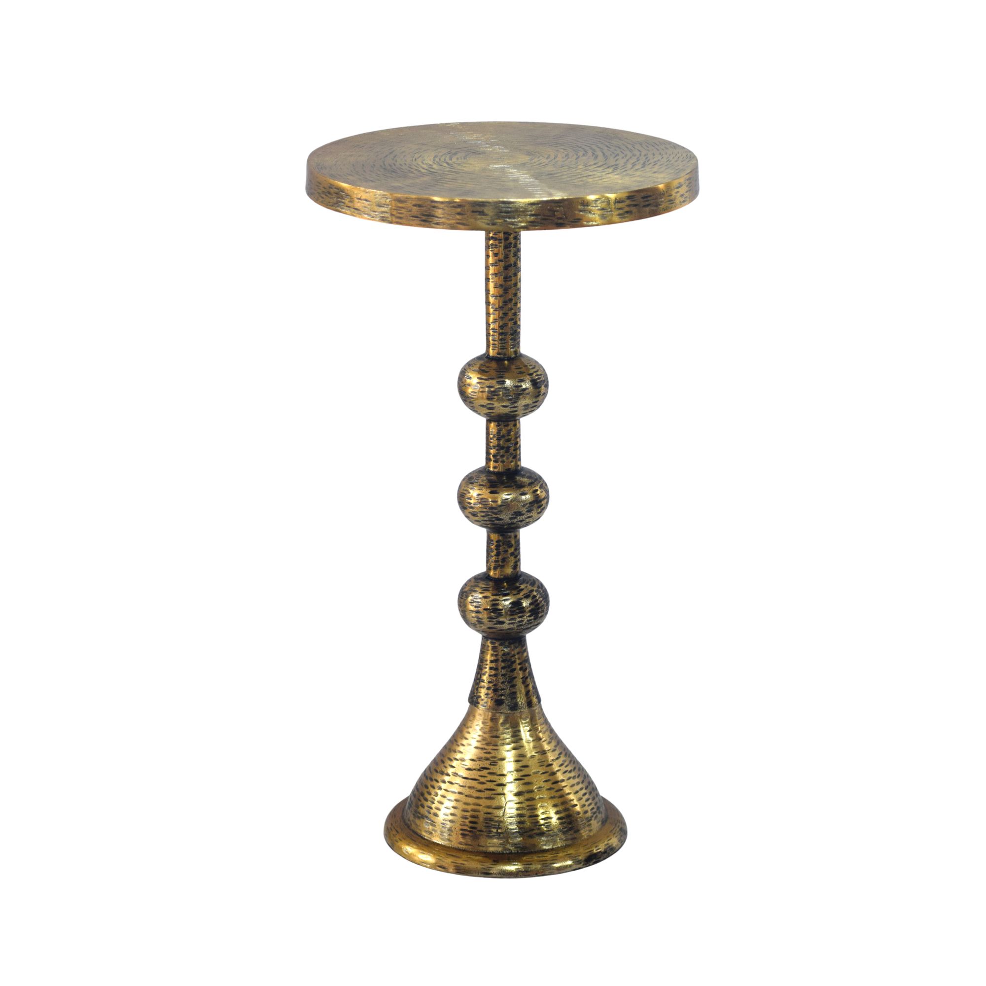 FineBuy Beistelltisch Aluminium 30cm Runder Anstelltisch Metall - Dekotisch Alu orientalisch - Wohnzimmertisch klein - Design Couchtisch Sofatisch Wohnzimmer Orient Handmade | Farbe: Gold