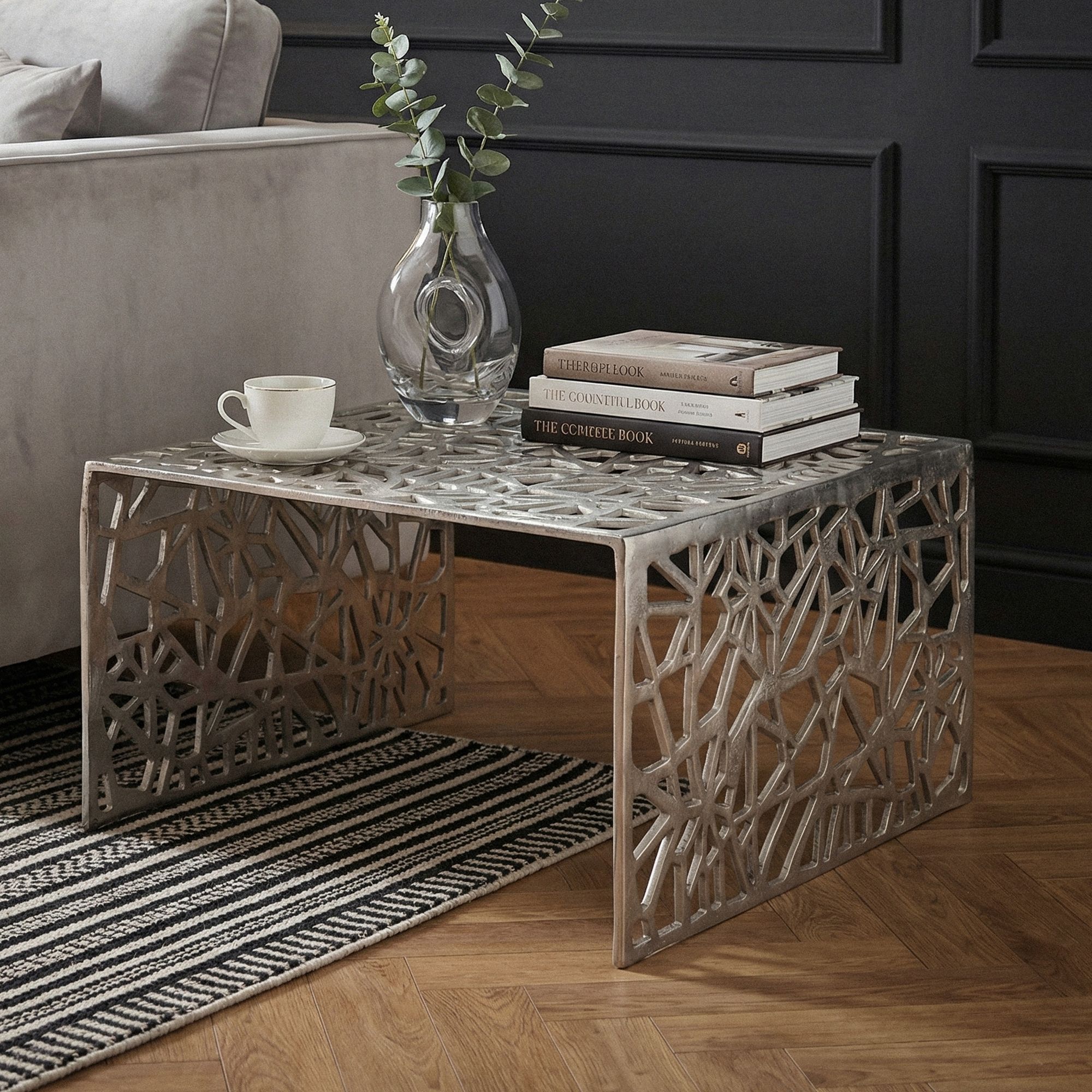 Couchtisch 60cm Aluminium Sofatisch Alu Wohnzimmertisch Metall Tisch Quadratisch – Ansicht 1