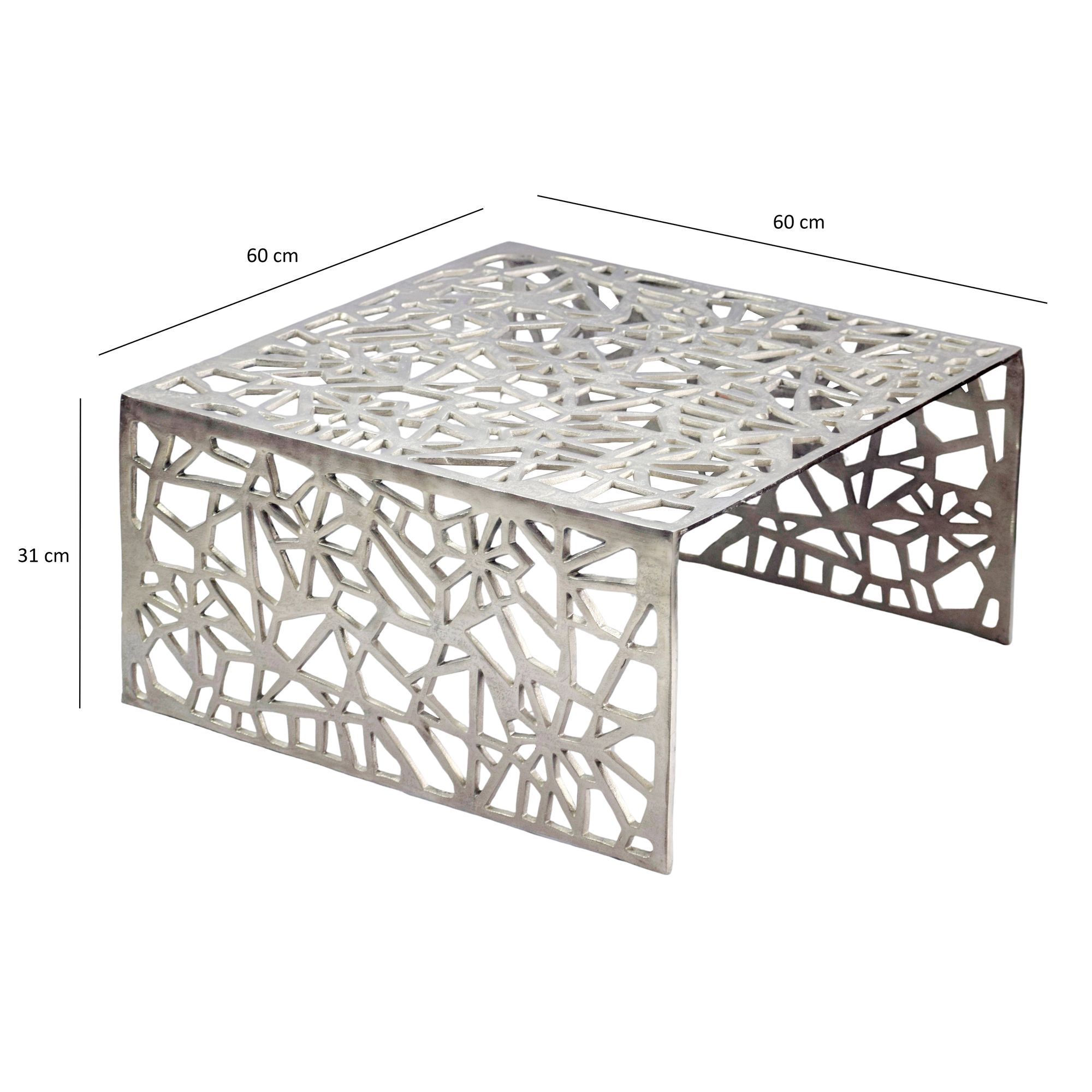 Couchtisch 60cm Aluminium Sofatisch Alu Wohnzimmertisch Metall Tisch Quadratisch – Ansicht 3