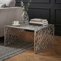 Couchtisch 60cm Aluminium Sofatisch Alu Wohnzimmertisch Metall Tisch Quadratisch – Ansicht 1