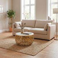 Design Metall Couchtisch Marmor Platte weiß Wohnzimmertisch Sofatisch rund 60cm – Ansicht 2