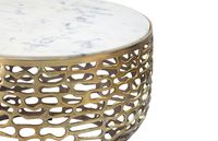 Design Metall Couchtisch Marmor Platte weiß Wohnzimmertisch Sofatisch rund 60cm – Ansicht 5