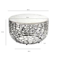Design Metall Couchtisch Marmor Platte weiß Wohnzimmertisch Sofatisch rund 60cm – Ansicht 3