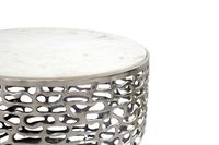 Design Metall Couchtisch Marmor Platte weiß Wohnzimmertisch Sofatisch rund 60cm – Ansicht 5