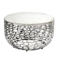 Design Metall Couchtisch Marmor Platte weiß Wohnzimmertisch Sofatisch rund 60cm – Ansicht 6