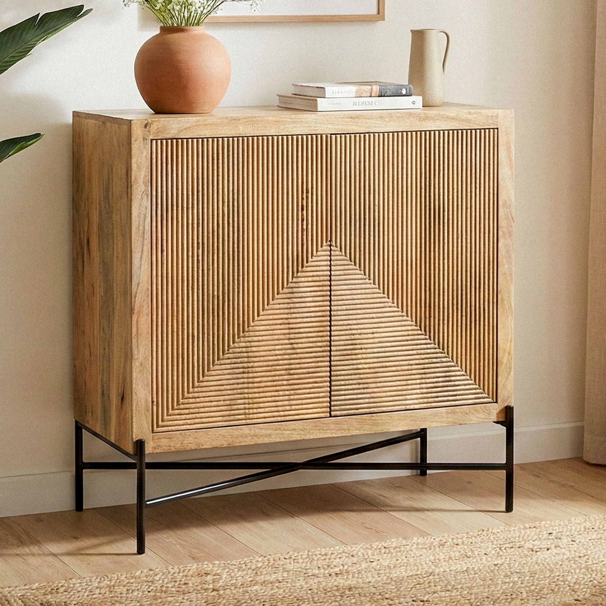 Sideboard Massivholz 91x96cm Kommode Anrichte Standschrank Flurschrank mit Türen – Ansicht 1