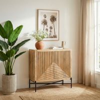 Sideboard Massivholz 91x96cm Kommode Anrichte Standschrank Flurschrank mit Türen – Ansicht 4